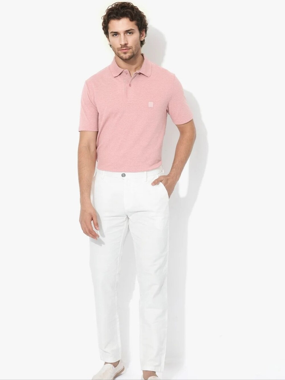 Rare Rabbit Gamor Luxury Editon Mens Polo Dusty Pink Cotton Shirt